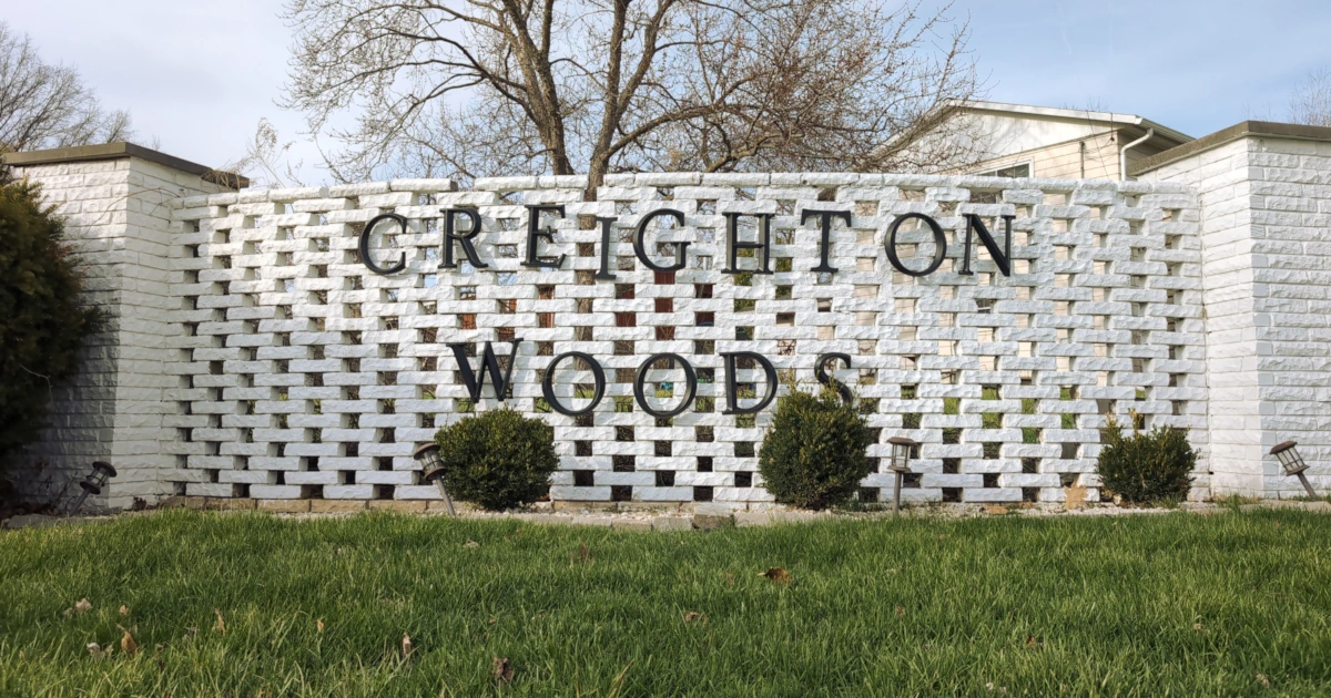 The sign at the main entrance to the neighborhood